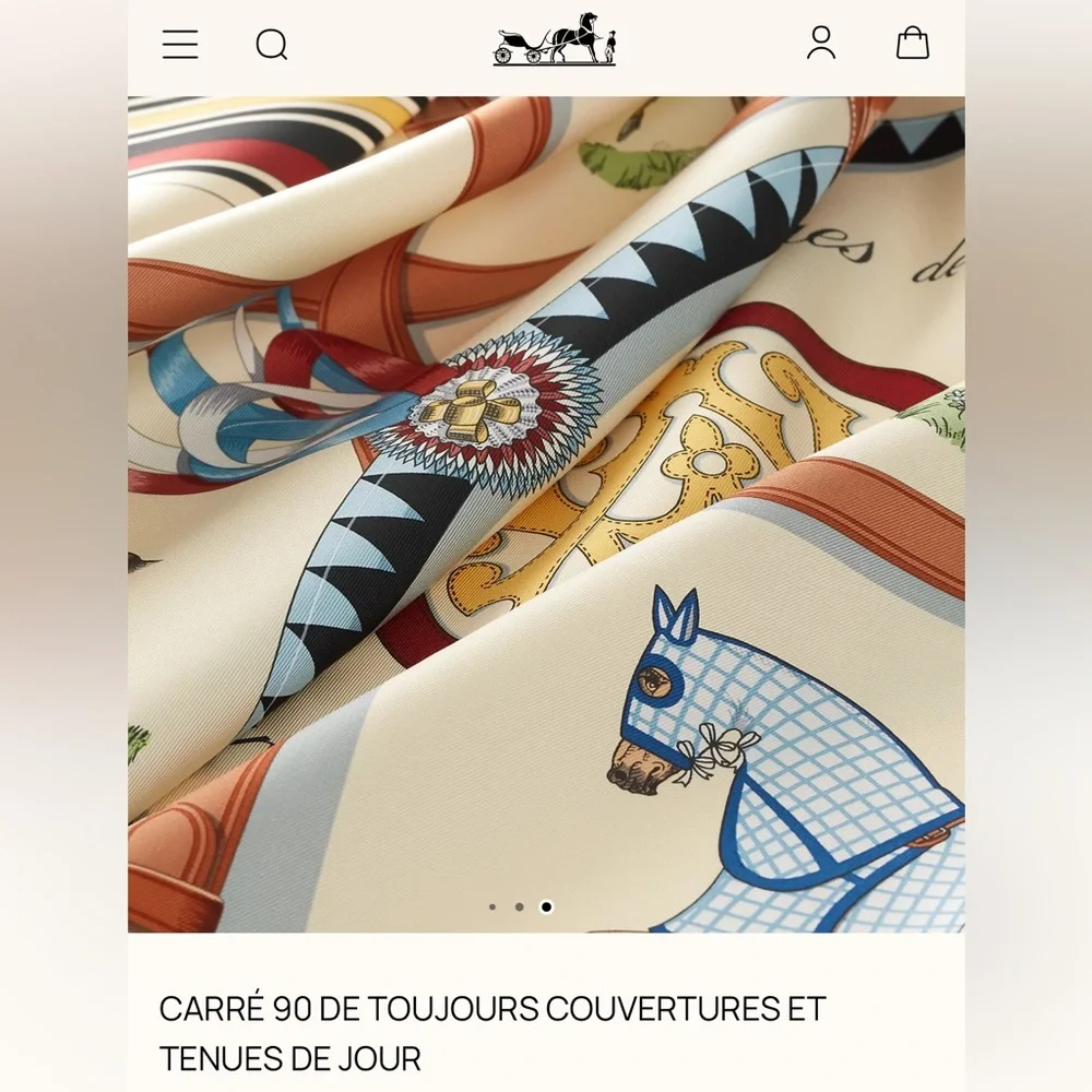 HERMES COUVERTURES ET TENUES DE JOUR FOREVER SCARF 90 SILK TWILL - Picture 8 of 10